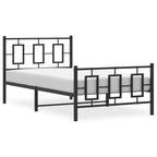 vidaXL Metal Single Bed Frame - Black Steel with Headboard/Footboard, Metal Slats, Bedroom Furniture, 39.4"x78.7" Compatibility