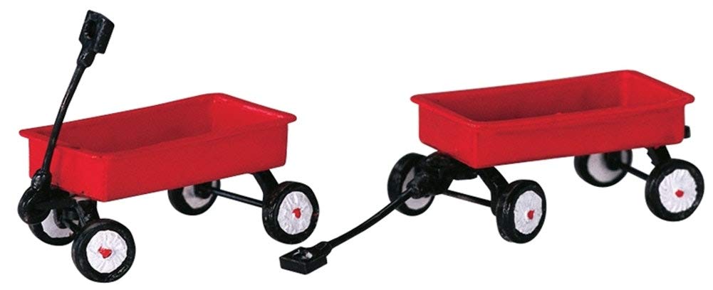 2004 Red Wagons Set of 2 Christmas Village Accessories by Lemax