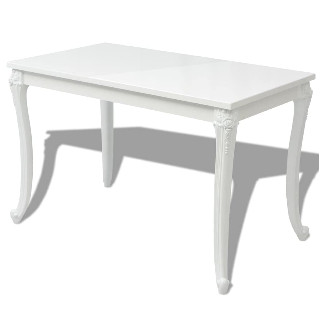 Vidaxl Modern High Gloss White Dining Table  Mdf Table Top And Plastic Legs  45.7inchX26inchX30inch Easy Assembly