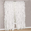 Diamondhome Decorative Sheer Vertical Ruffle Waterfall Window Treatment Curtain Drape Set (White, 2 Panel 50' X 84')