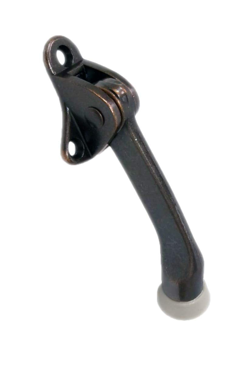 Qcaa Heavy Duty Kickdown Door Holder, 4', Zinc Die Cast, Antique Copper, Made In Taiwan