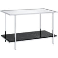 Acme Angwin Metal Frame Console Table in Mirrored and Faux Marble and Chrome