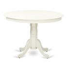 East West Furniture HLBO5-LWH-W 5 Piece Dinette Set for 4 Includes a Round Dining Room Table with Pedestal and 4 Kitchen Dining Chairs, 42x42 Inch, Linen White
