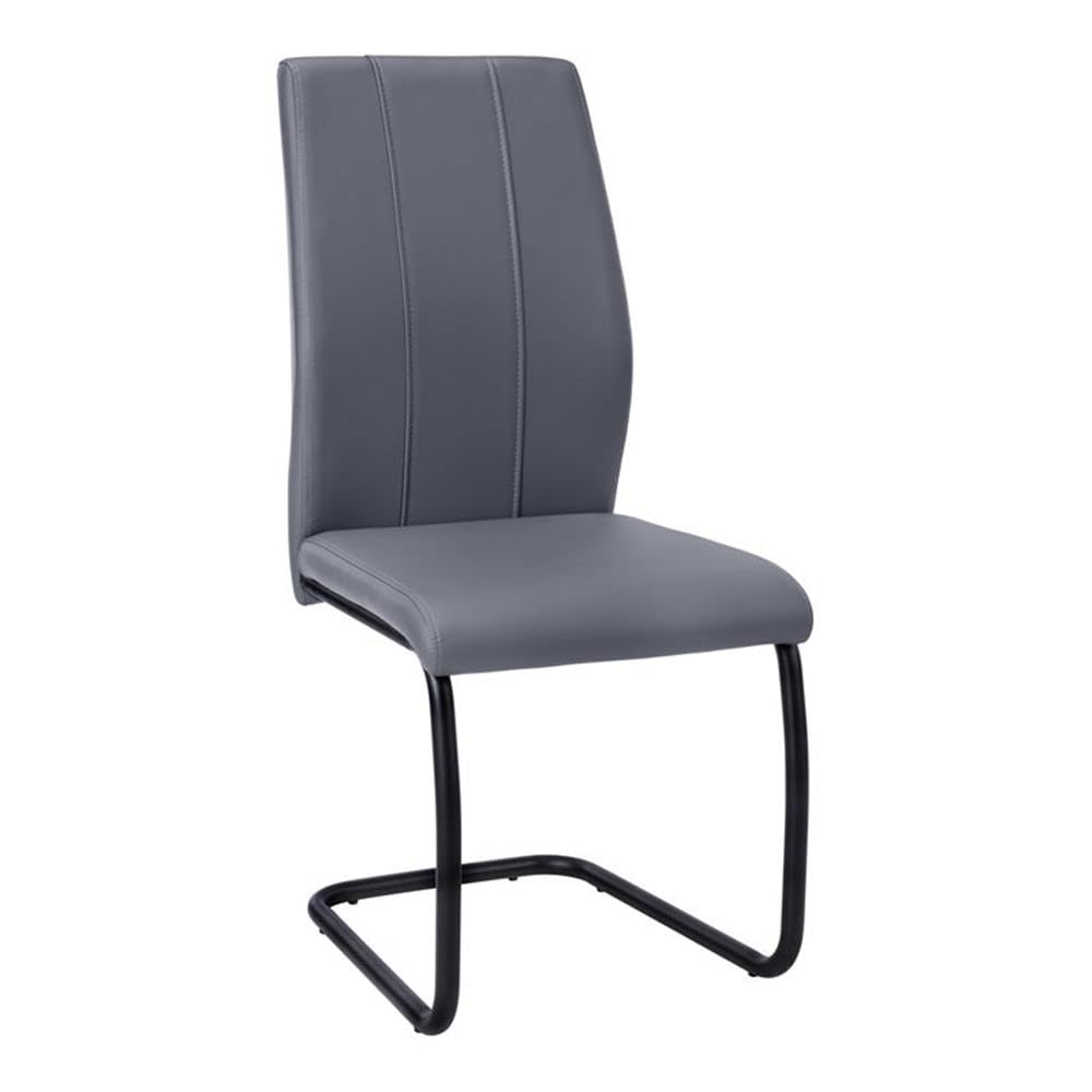 Monarch Specialties Chair2Pcs / 39 Inch  H/Grey Leatherlook/Metal Dining Chair