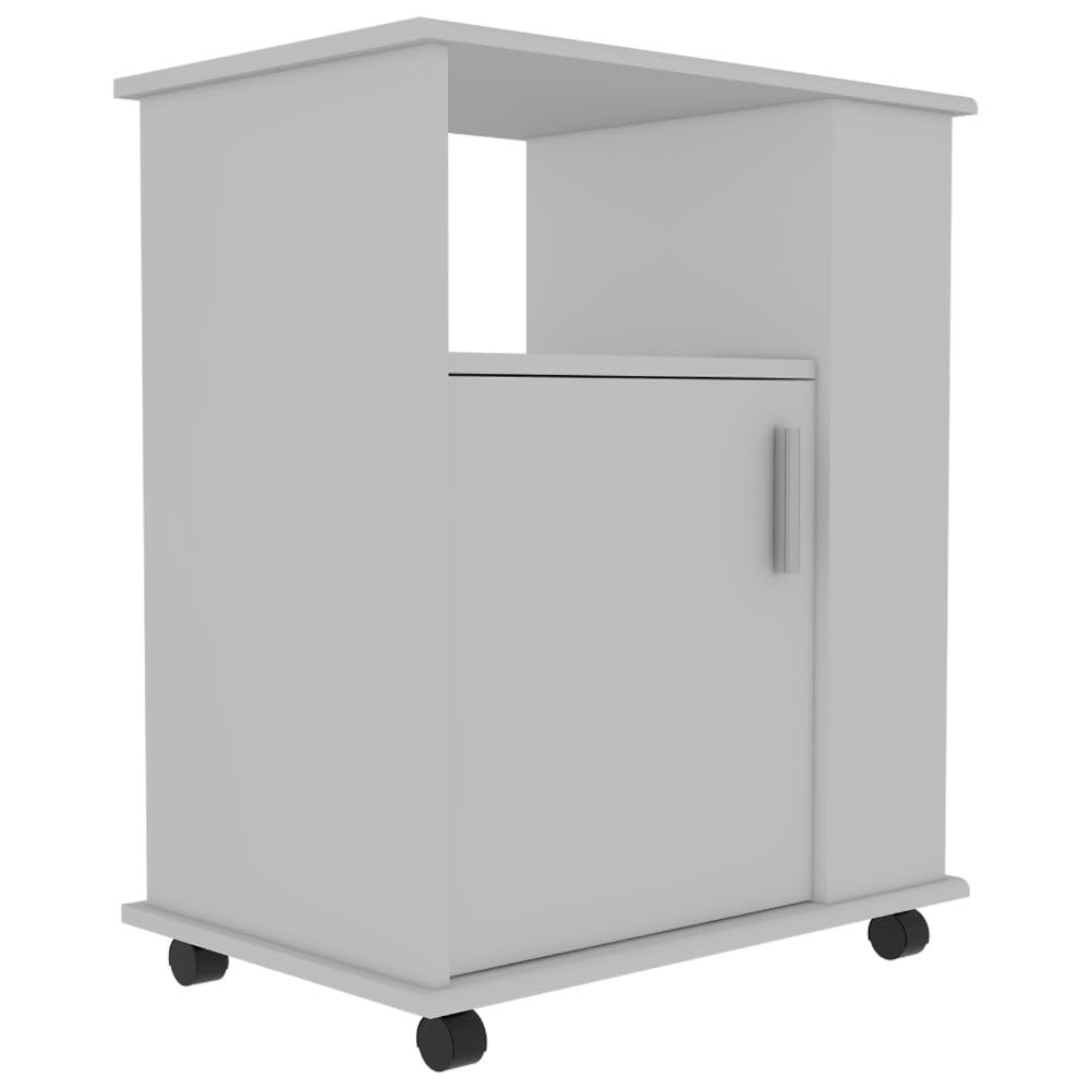 Kitchen Cart Newark, Three Side Shelves - White