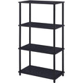 Acme Nypho 4 Wooden Shelves Rectangular Bookshelf With Metal Frame In Black