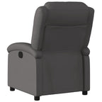 vidaXL Manual Recliner Chair for Living Room, Adjustable Recliner with Padded Seat & Backrest, Home Theater Seating with Side Pocket, Gray Real Leather
