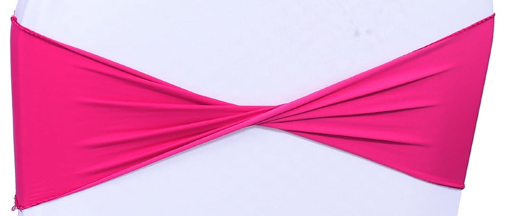 Mds Pack Of 10 Spandex Chair Sashes Bow Sash Elastic Chair Bands Ties Without Buckle For Wedding And Events Decoration Spandex Slider Sashes Bow - Magenta