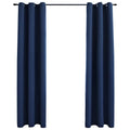 vidaXL Navy Blue Blackout Curtains with Rings - Polyester Fabric, Easy to Install, Machine Washable, Perfect for Home and Office (37"x84", 2 Pieces)