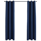 vidaXL Navy Blue Blackout Curtains with Rings - Polyester Fabric, Easy to Install, Machine Washable, Perfect for Home and Office (37"x84", 2 Pieces)