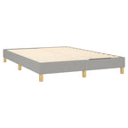 vidaXL Light Gray Box Spring Bed Frame for Queen Mattress, Fabric Upholstered and Wood Constructed Modern Style Bed Frame