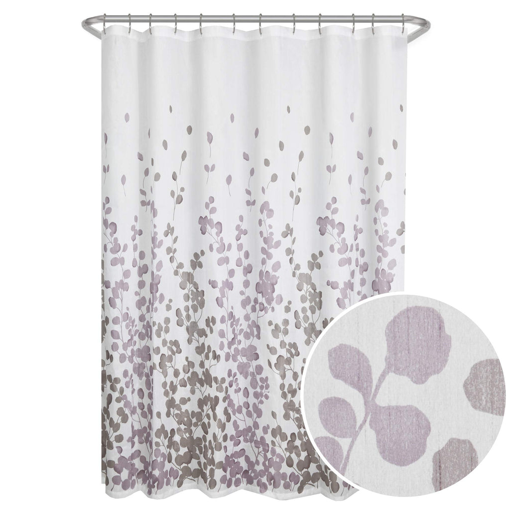 Maytex Sylvia Printed Faux Silk Fabric Shower Curtain, Purple, 70 X 72 Inches