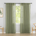 Donren Sage Green Linen Back Tab Curtains 84 Inches Long 2 Panels Set For Bedroom - Modern Farmhouse Hooks Belt Pleated Semi Privacy Drapes Shabby Chic Pocket Light Filtering Window Curtains