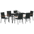 vidaXL Garden Dining Set 7 pcs Black Powdercoated Steel