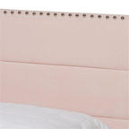 Baxton Studio Tamira Modern and Contemporary Glam Light Pink Velvet Fabric Upholstered Full Size Panel Bed