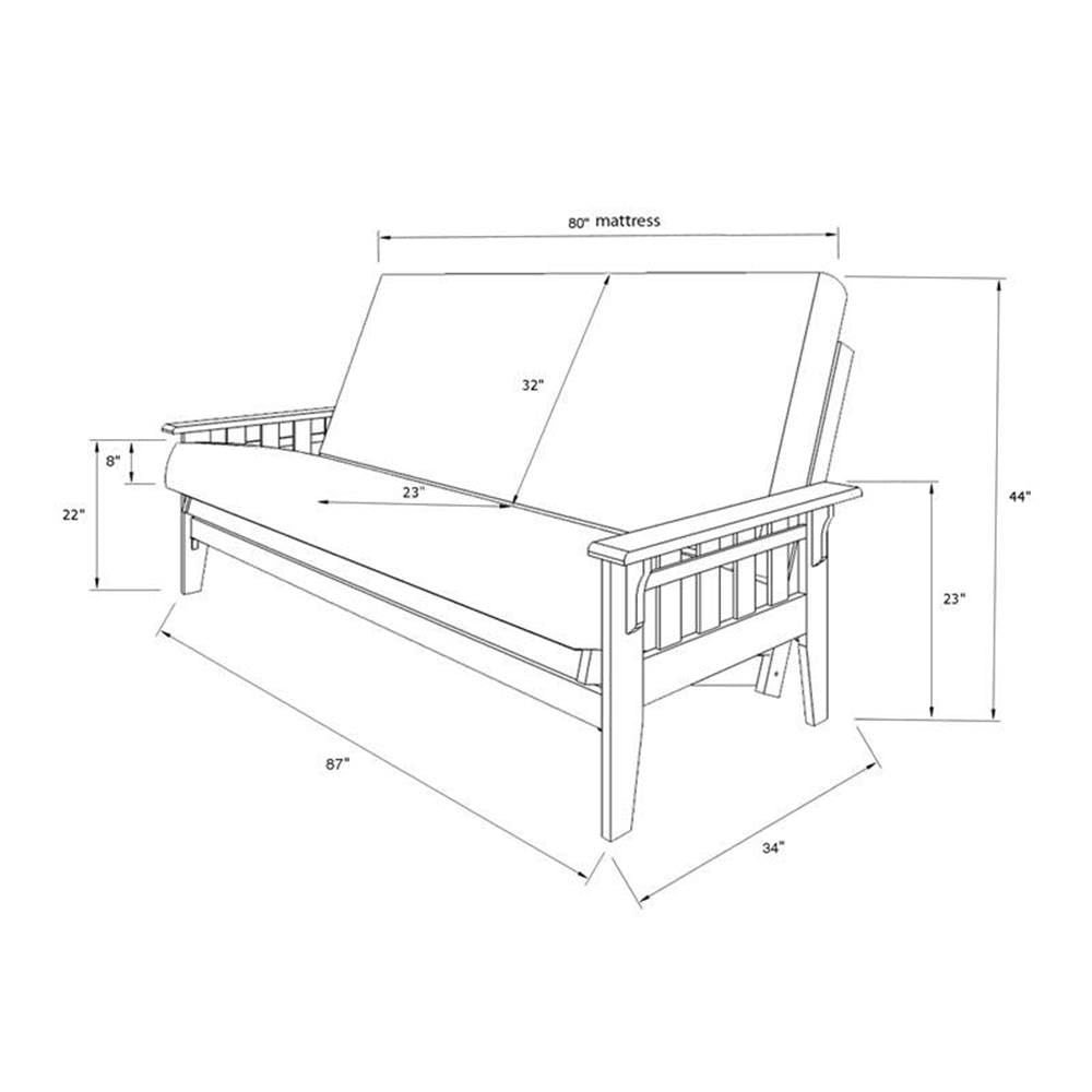 Kodiak Tucson Queen Futon Frame and Mattress Set - Wood Futon with Mattress Included in Stone Color