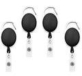 Fedus Id Badge Card Holder Oval Pulley Retractable Reel Black 4Pc