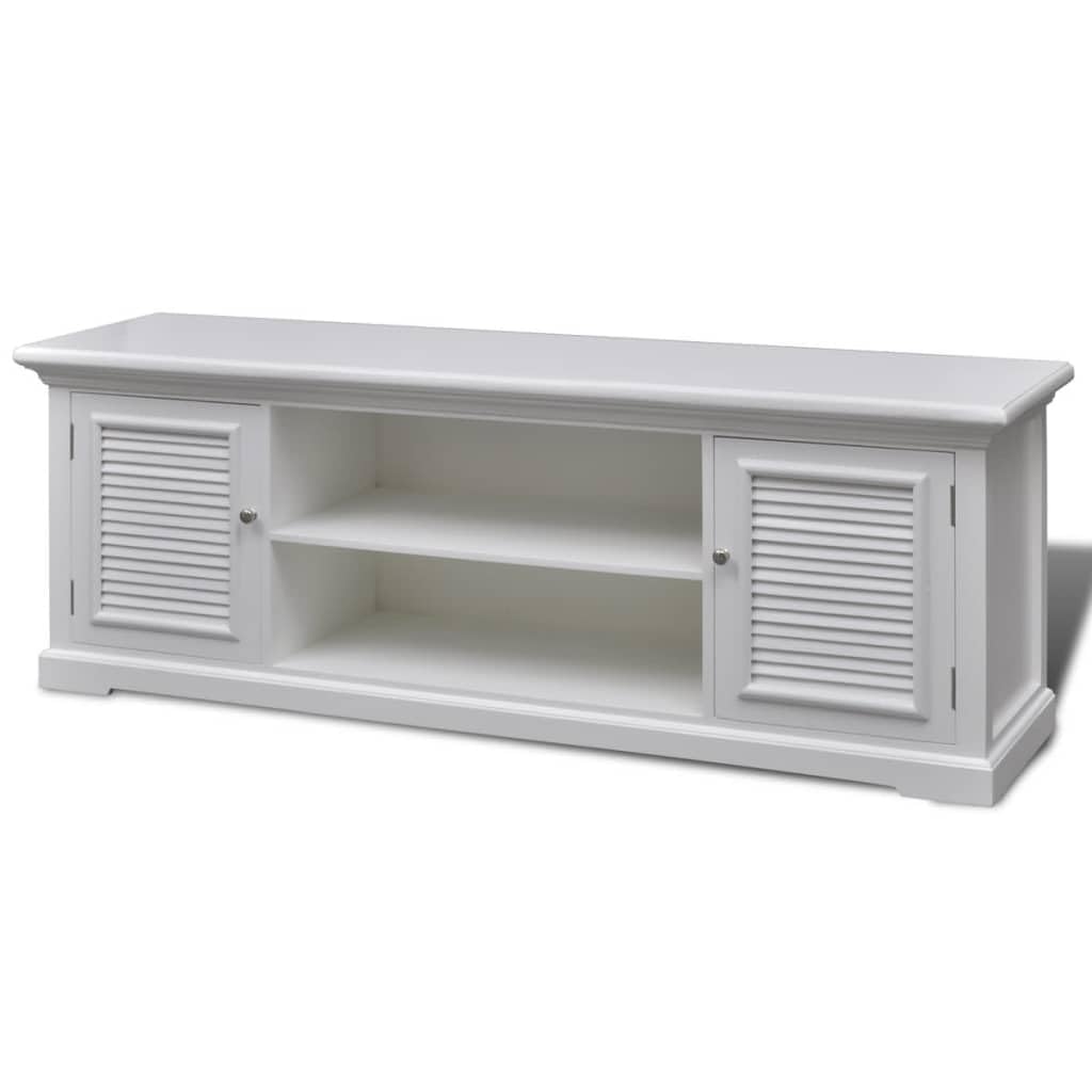 Vidaxl Tv Stand White Mdf, Pine Wood, Metal Medium Tv Stand