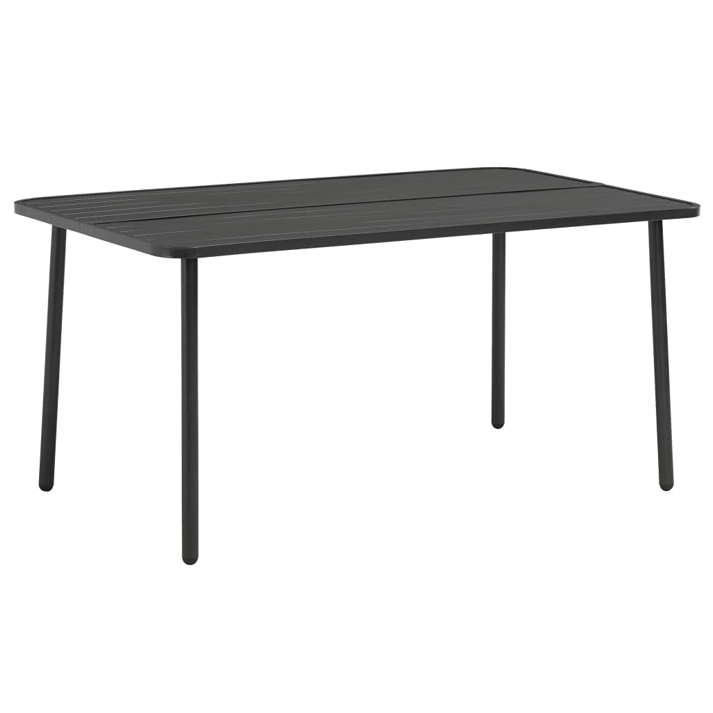 vidaXL Steel Patio Table - Resilient Outdoor Dining Table with Slatted Design in Dark Gray, Large Size (59.1"x35.4"x28.3"), Weather and Rust Resistant, Easy to Assemble