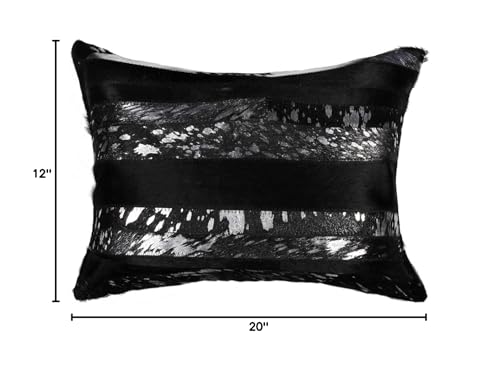 HomeRoots Decor 12-inch x 20-inch x 5-inch Black & Silver - Pillow