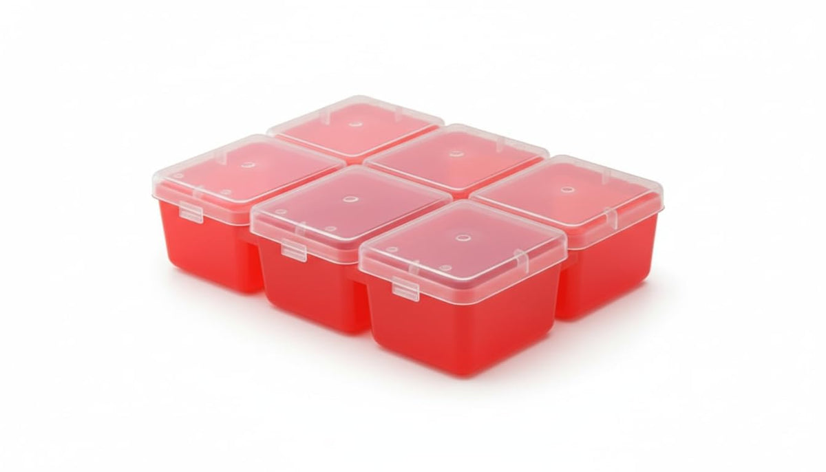 DVELLZY 6Compartment Small Plastic Storage Box with Lids, 12x8x3.5 cm, for Crafts, Beads, Buttons 1pc (Multicolor)