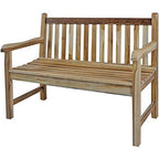 HomeRoots Compact Teak Outdoor Bench with Straight Design in Natural Finish