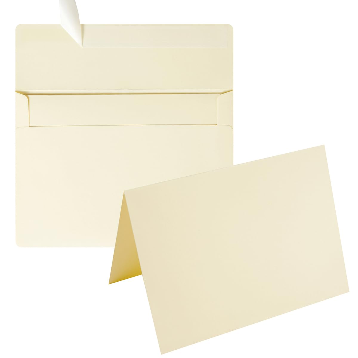 Wishop 50 Pack Self-Adhesive Envelopes With Fold Cards For Wedding Invitations, Greeting Cards, Baby Shower, Letter Mailing (Cre