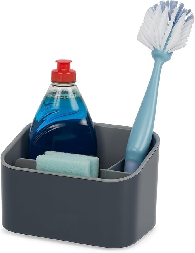 Cyrox Kitchen Sink Caddy Black Selfdraining Sponge Holder with Brush Holder and Dishcloth Holder, Stainless Steel Sink Tidy Or