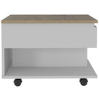 Tuhome Luanda Coffee Table, Caster Wheels, Countertop, One Shelf -Light Grey, For Living Room
