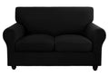 Searchi Stretch Sofa Cover Couch Cover, 3 Pieces Loveseat Slipcover With 2 Separate Cushion Cover, Washable Furniture Protector For Living Room(Loveseat, Silver Black)