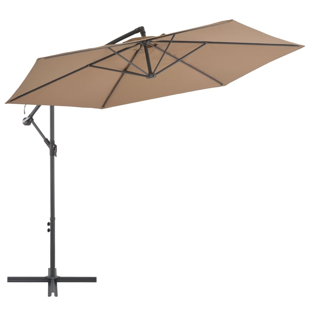 vidaXL Taupe Cantilever Umbrella with Aluminum Pole - 118.1 Diameter - UV Protective and Anti-fade Polyester Material - Adjustab