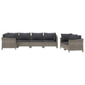 vidaXL Patio Furniture Set 7 Piece, Garden Sofa Set with Cushions, Patio Lounge Set Rattan Outdoor Sectional Sofa, Gray Poly Rattan