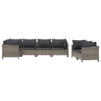 vidaXL Patio Furniture Set 7 Piece, Garden Sofa Set with Cushions, Patio Lounge Set Rattan Outdoor Sectional Sofa, Gray Poly Rattan