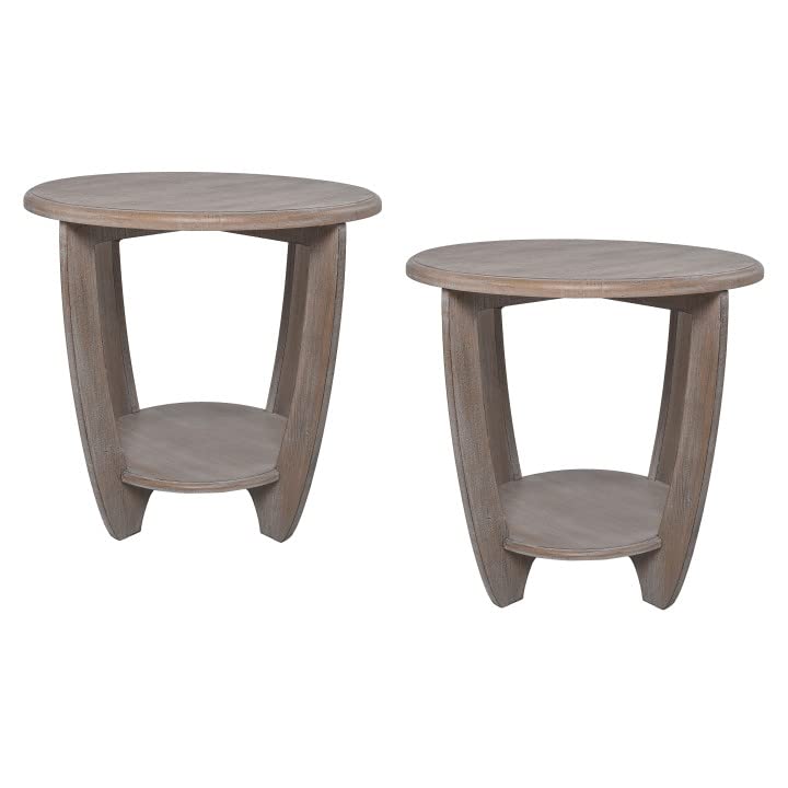 COZAYH Set of 2 Rustic Farmhouse end Table with Storage Shelf, French Country Accent Side Table for Family, Dinning or Living Ro