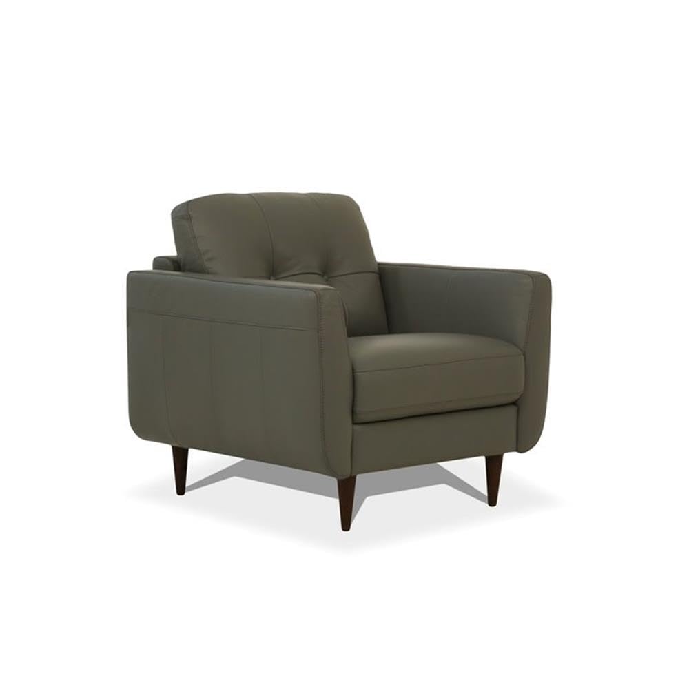 Acme Radwan Tufted Leather Accent Chair in Pesto Green