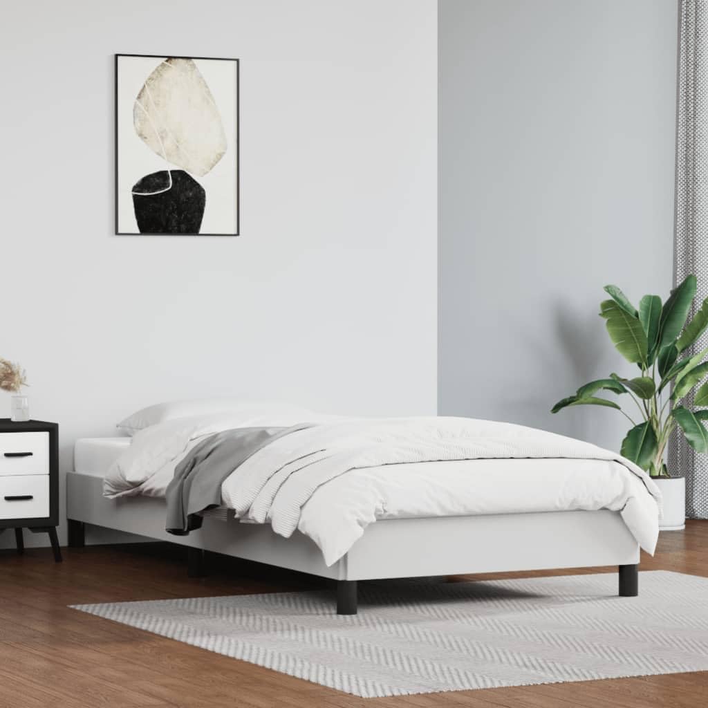 Vidaxl Bed Frame White 39.4''X74.8'' Twin Faux Leather