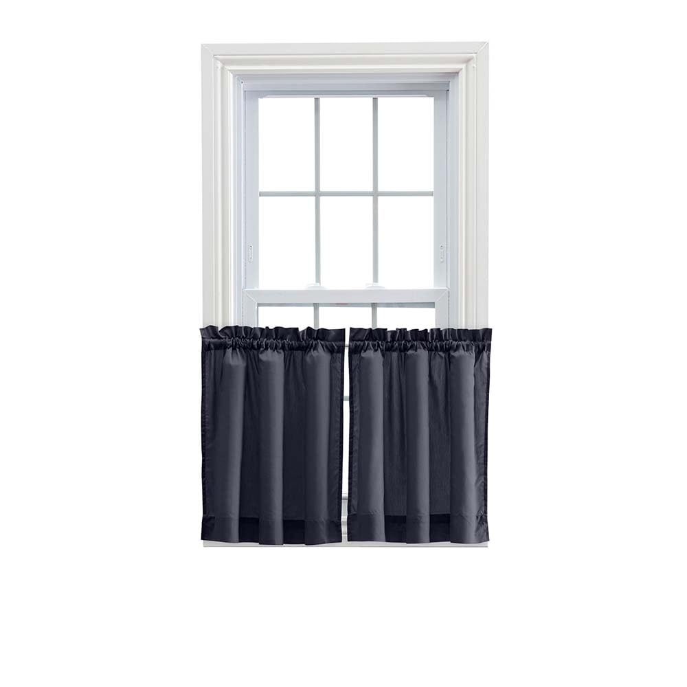 Ellis Curtain Stacey Sheer Tailored Tier Pair Curtains, 56 x 30, Navy