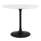 Modway Lippa 36" Round Wood Dining Table, White Top, Black Base