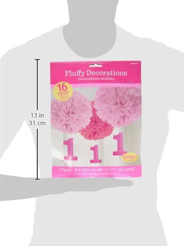 Amscan 1St Birthday Fluffy Decorations W/Danglers - Pink (180028)