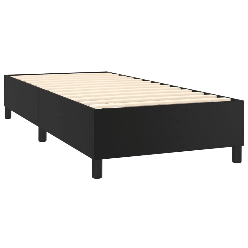 vidaXL Twin XL Size Box Spring Bed Frame in Black Faux Leather – Modern Artificial Leather Single Bed with Elegant Design, Sleek Finish, and Robust Material and Longevity