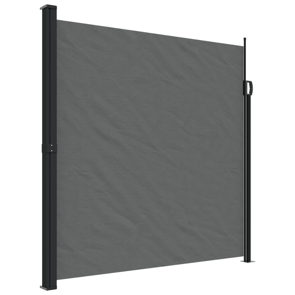 vidaXL Retractable Side Awning Privacy Screen Anthracite 78.7x196.9 Inches - UV/Water Resistant, Steel/Aluminum Frame for Patio/Balcony