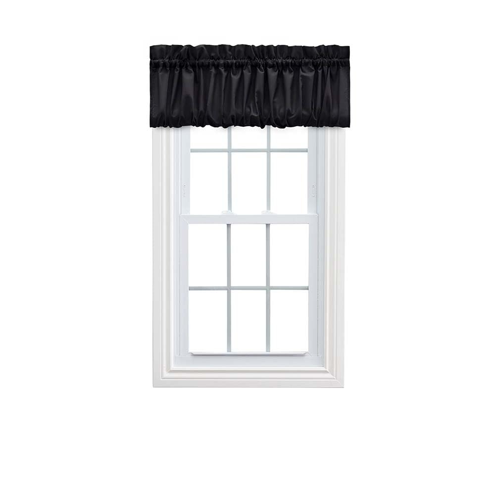 Ellis Curtain Stacey Sheer Balloon Valance, 60 x 15, Black