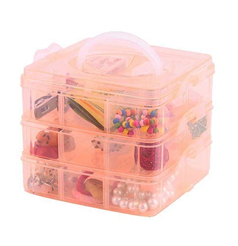 TORIOX Plastic 3 Layer 18 Grid for Jewelry/Makeup/Cosmetic Storage Box,Transparent Jewelry Storage Box Portable Jewelry Box Acce