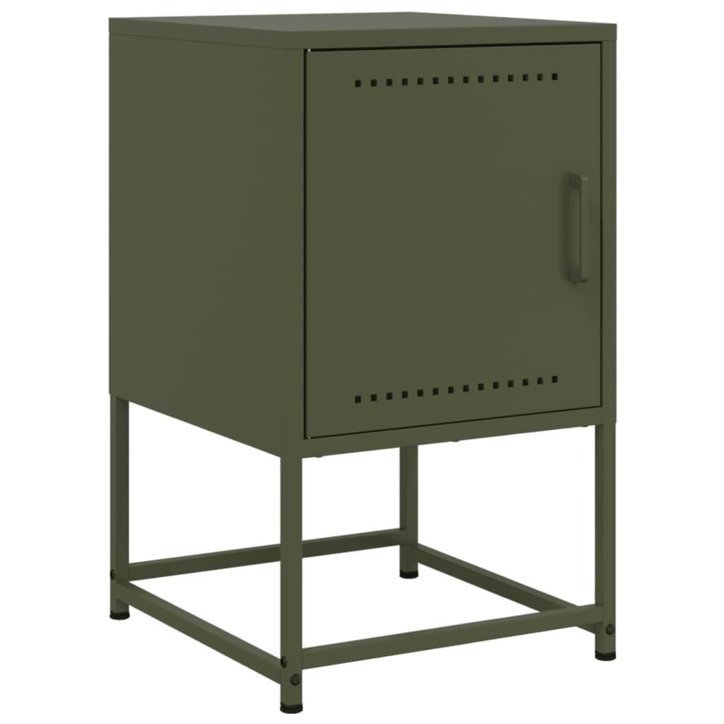 vidaXL Bedside Cabinet Olive Green 14.2inchx15.4inchx23.8inch Steel