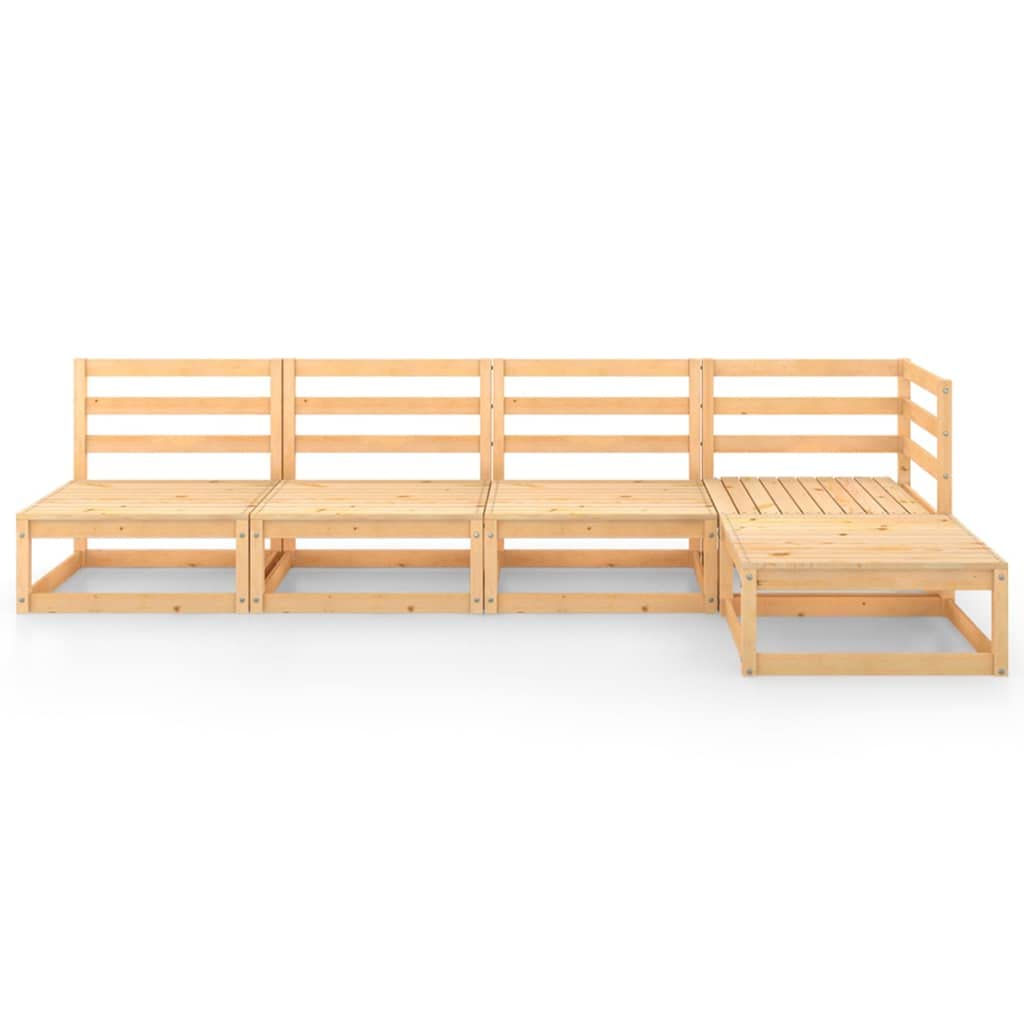 vidaXL Solid Pinewood Patio Lounge Set 5 Piece Garden Outdoor Lawn Yard Terrace Balcony Wooden Seat Seating Sitting Chair Furniture