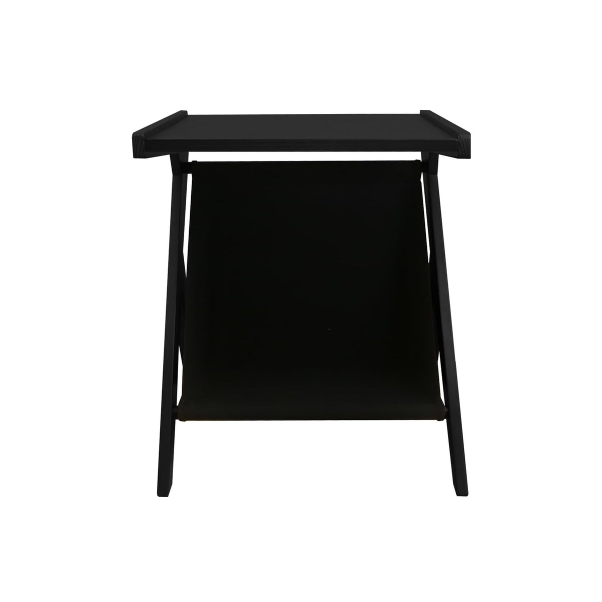 Casual Home Z-Shaped Sofa Side Storage Basket Small Couch Bedside End Table For Magazine, 19”W X 17.75”D X 22”H, Black Frame/Black Canvas