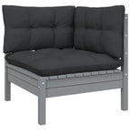 vidaXL Solid Pinewood Patio Lounge Set 9 Piece with Cushions Garden Outdoor Lawn Yard Terrace Balcony Wooden Seat Seating Furniture Gray
