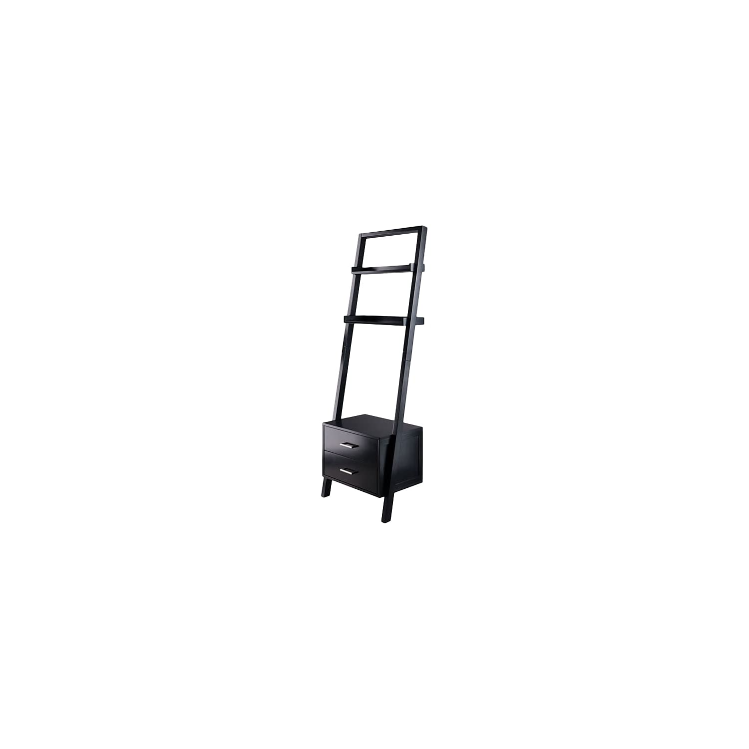 Winsome Bellamy 2-Shelf 69H Leaning Bookcase, Black (29522)