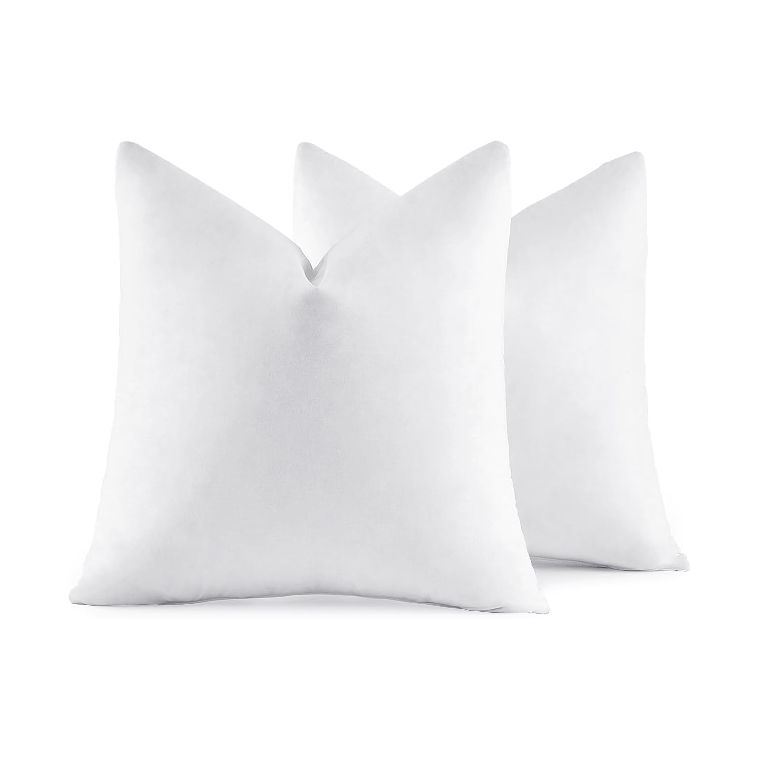 Miulee 16X16 Pillow Inserts,Set Of 2 Down Feather Throw Pillows For Couch Sofa Bed, Decorative Fluffy Throw Pillow Inserts Cotton Fabric,White