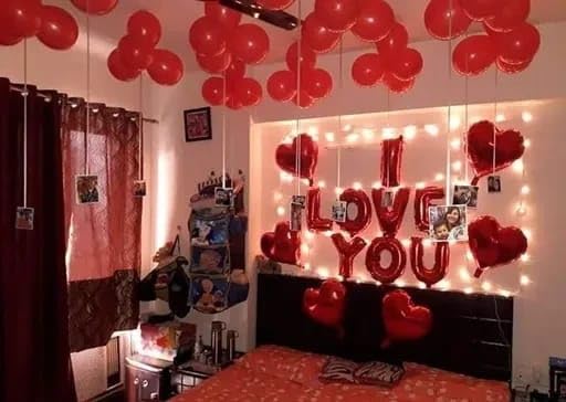 UNIVOCEAN I Love You and Heart Shape Foil Balloons Decoration Kit with LED Lights  for Happy Wedding Anniversary Romantic Surpr